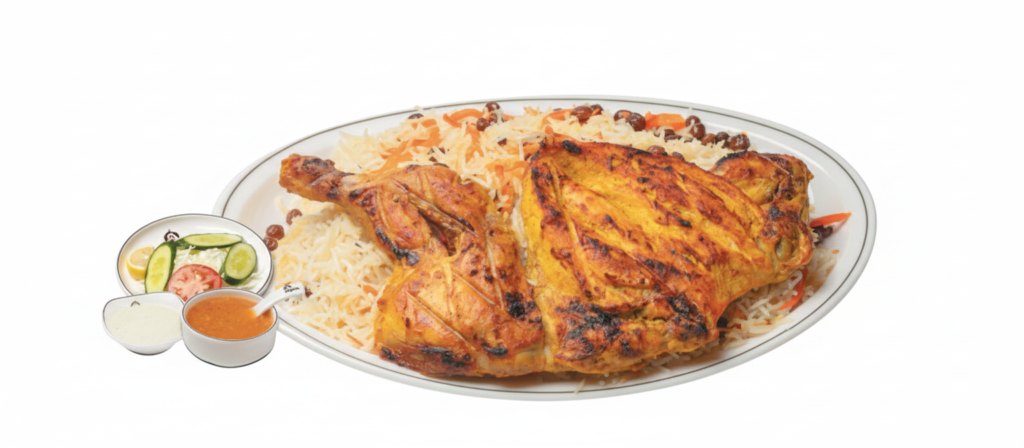 Afghani Pulaw with Chicken Charcol Half